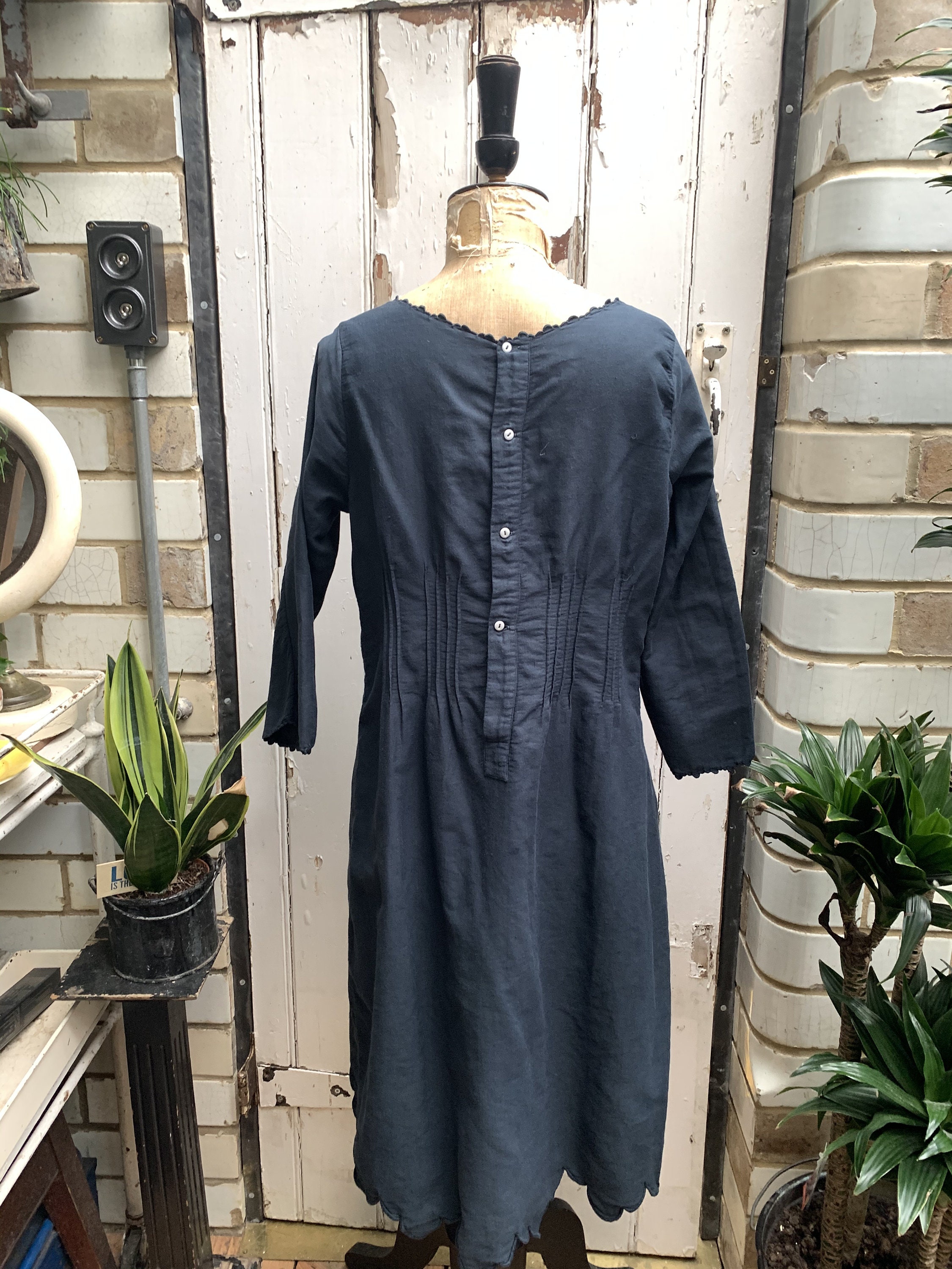 Antique French grey brushed cotton warm dress size S/M | Etsy