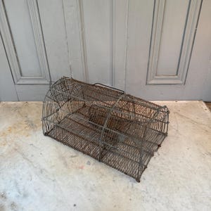 Antique vintage French galvanised metal wirework rodent trap