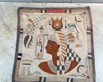 Antique Egyptian-esque Art Deco period textile wall hanging