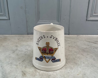 Large antique commemorative mug Queen Victoria 50 yrs Golden Jubilee 1837-1887