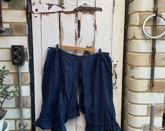 Antique French dark blue warm cotton bloomers sleep shorts size M/L