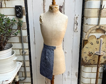 Antiguo bolso holandés hecho a mano con bolsillo en la cintura de algodón a rayas azules y blancas
