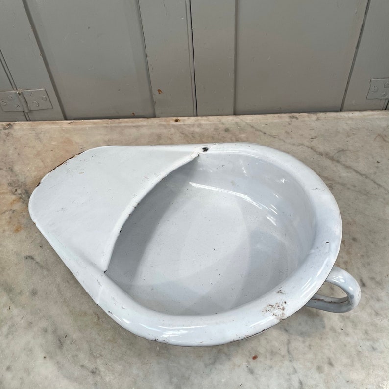 Antique Vintage French White Enamel Slipper Bedpan Etsy UK