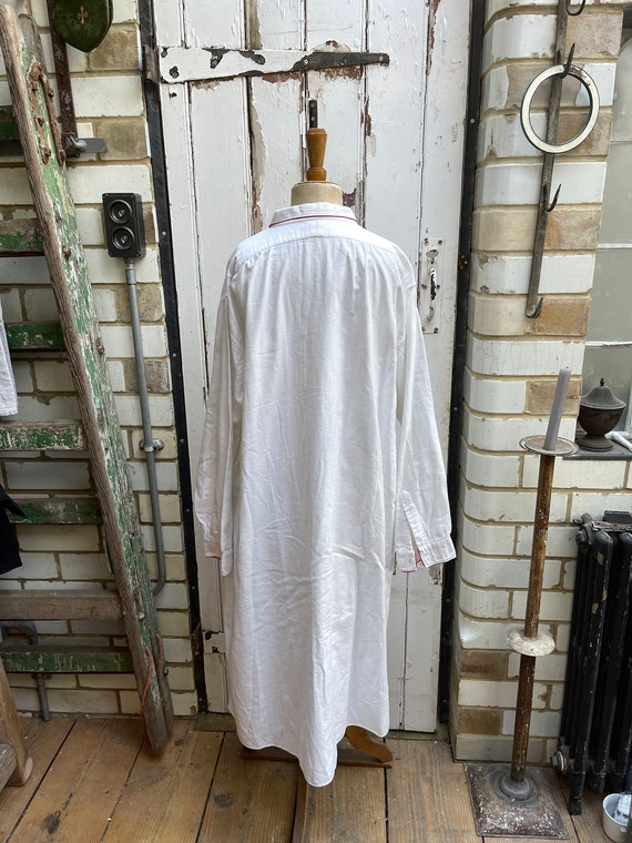 Antique French white warm cotton long nightdress … - image 7