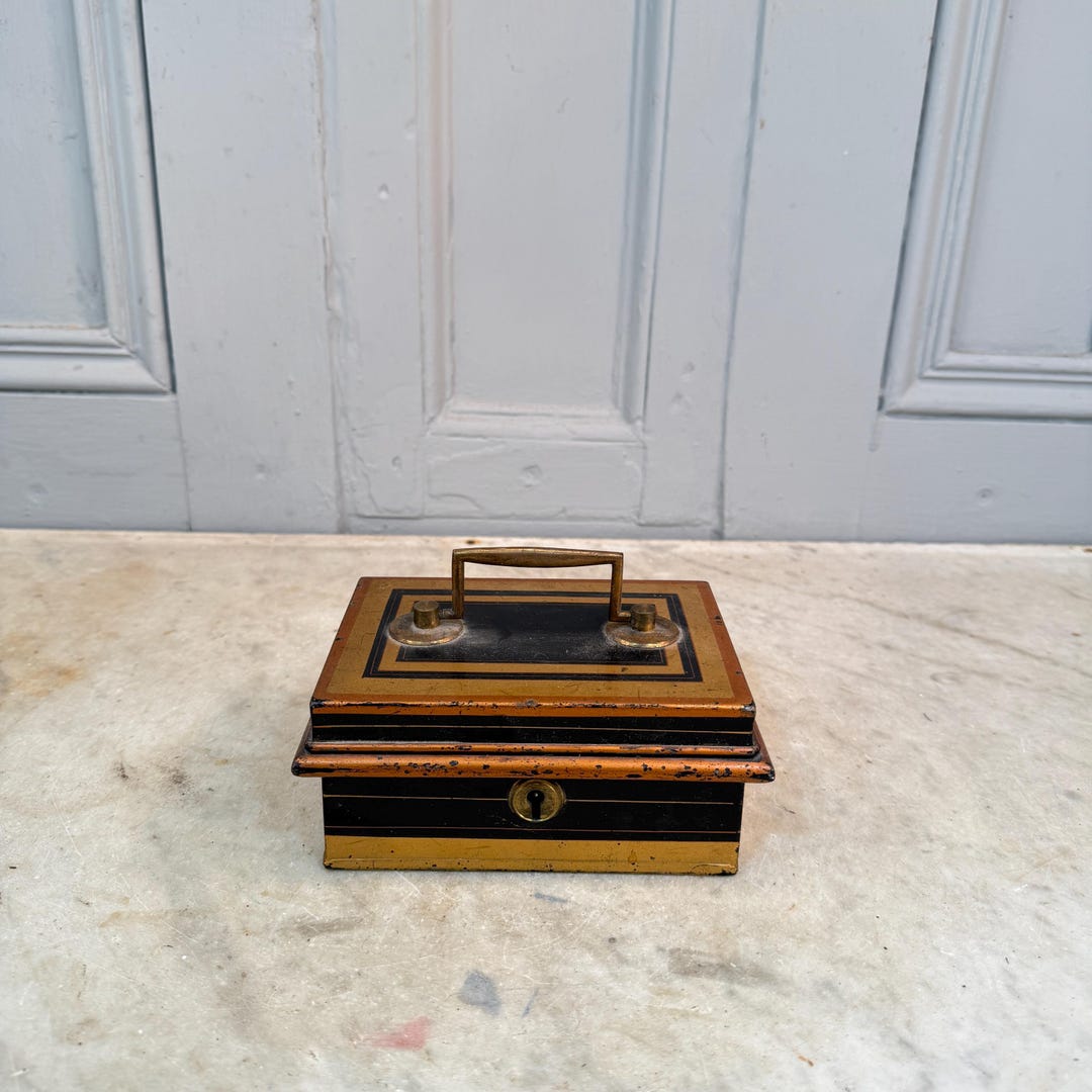 Small Antique Victorian Toleware Cash Tin or Box Moneybox - Etsy