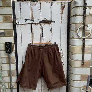 Antique French ladies cotton coffee French knickers shorts short bloomers size M/L