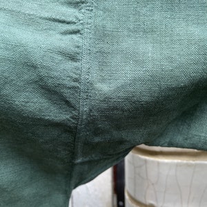 Antique French green linen long jacket coat housecoat size M UK 12 画像 6