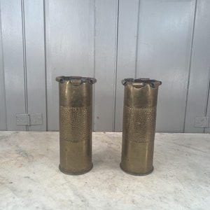 Pair of French WWI Repousse Brass Artillery Shell Vases- Lot 164, Auction  7/21/2023 – Artemis Gallery