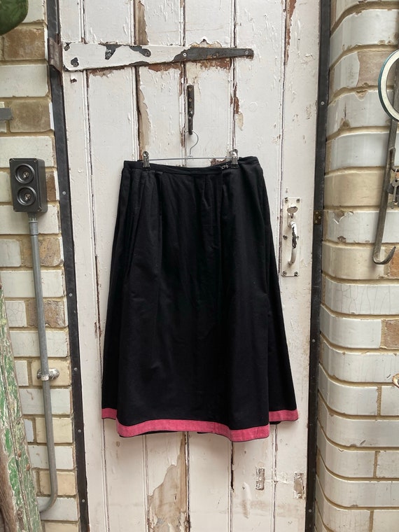 Antique French handmade black wool gathered skirt… - image 1