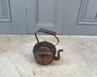 Antique miniature Victorian copper kettle - display item