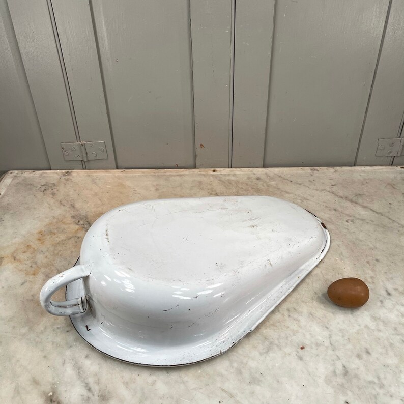 Antique Vintage French White Enamel Slipper Bedpan Etsy UK