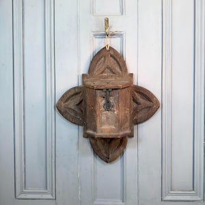 Antique Victorian Gothic wall mounted church collection box