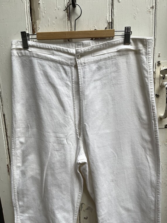 Antique vintage French short white cotton trouser… - image 2