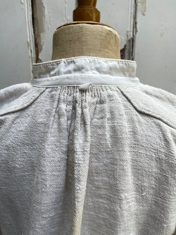 Antique French cream off white linen hemp flax un… - image 9