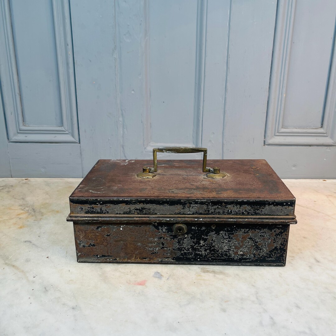 Antique Victorian Toleware Storage Box Tin - Etsy