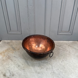 Antique English heavy duty copper mixing bowl
