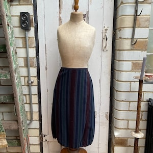 Antique Dutch handmade brushed cotton striped gathered skirt size S UK 10 (1)