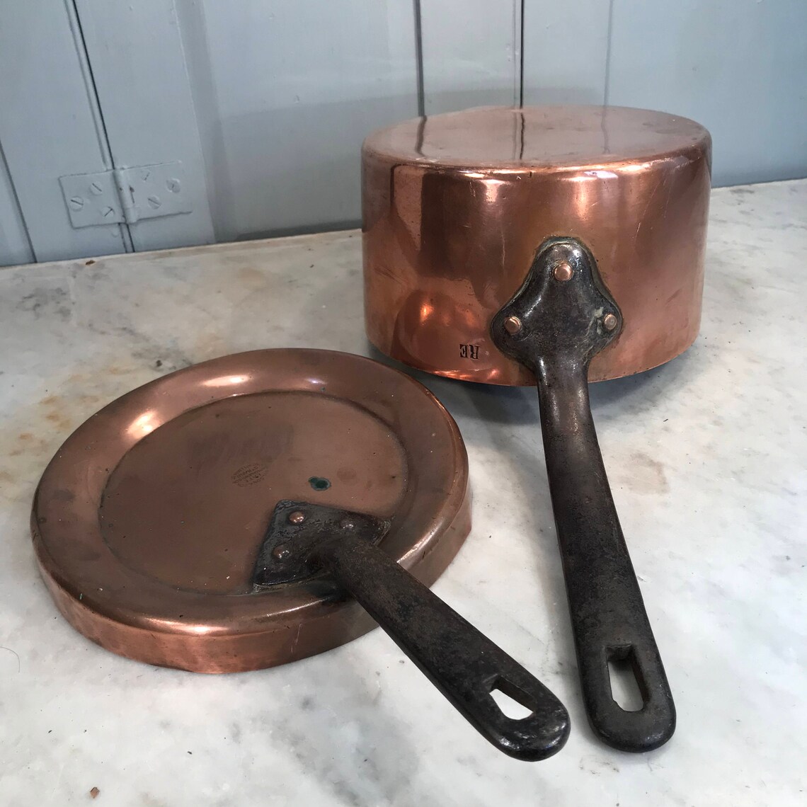 Antique English copper saucepan with lid by Wilson and Son Etsy