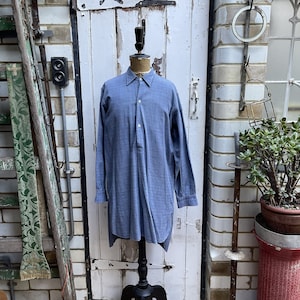 Vintage French Le Bouledogue blue check cotton shirt size M