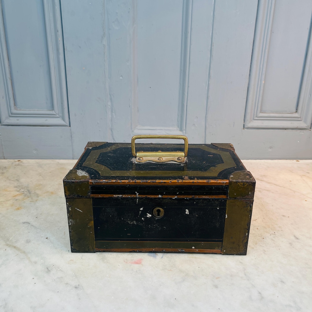 Antique Toleware Strong Box Cash Box by Chatham & Sons, Wolverhampton ...