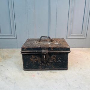 Antique Victorian steel strong box