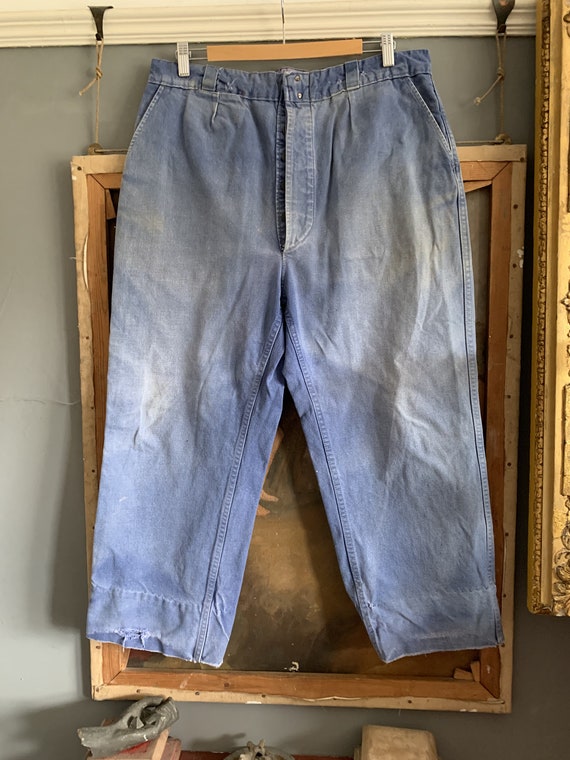 Vintage French Sanfor Barbe Bleue mens faded blue