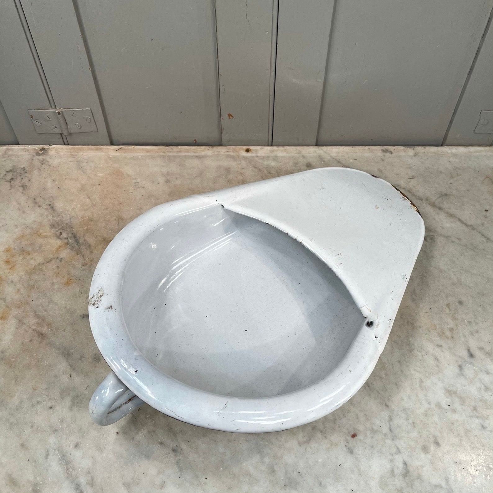 Antique Vintage French White Enamel Slipper Bedpan Etsy UK