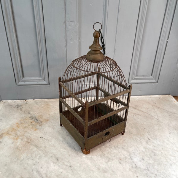 Antique French wooden wirework bird cage birdcage - display item