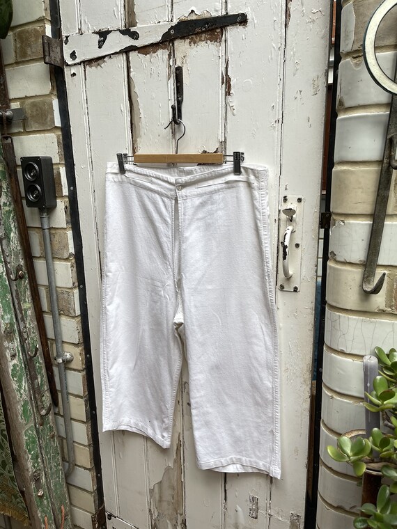 Antique vintage French short white cotton trouser… - image 10