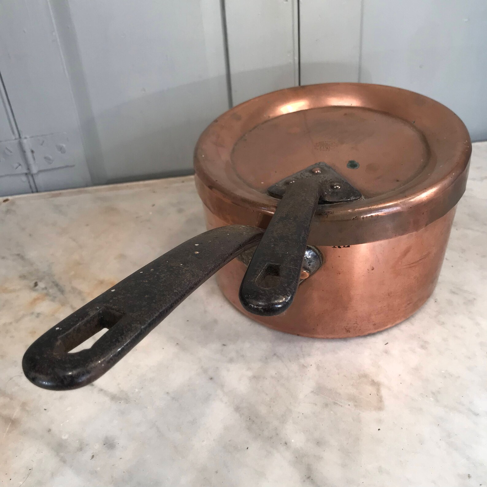 Antique English copper saucepan with lid by Wilson and Son Etsy