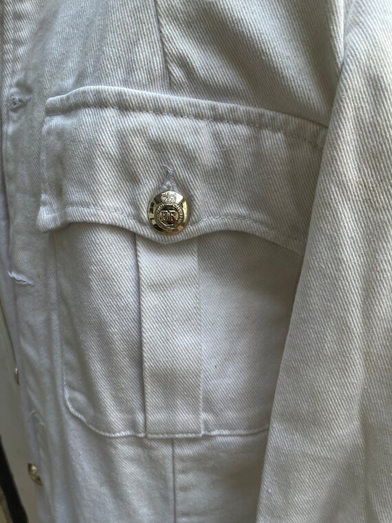 Antique mens white cotton military jacket size S/M - image 4