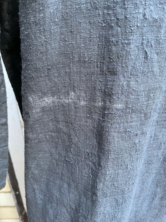 Antique French dark grey linen long jacket housec… - image 6