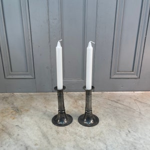 Pair antique Georgian pewter candlesticks