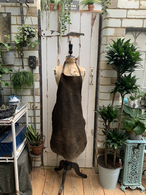 Antique brown leather apron