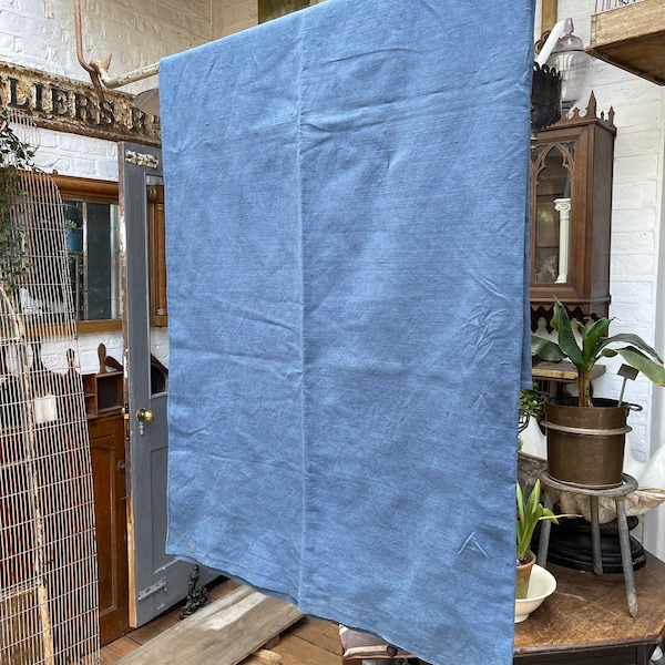 Antique Dutch indigo blue linen small sheet or tablecloth