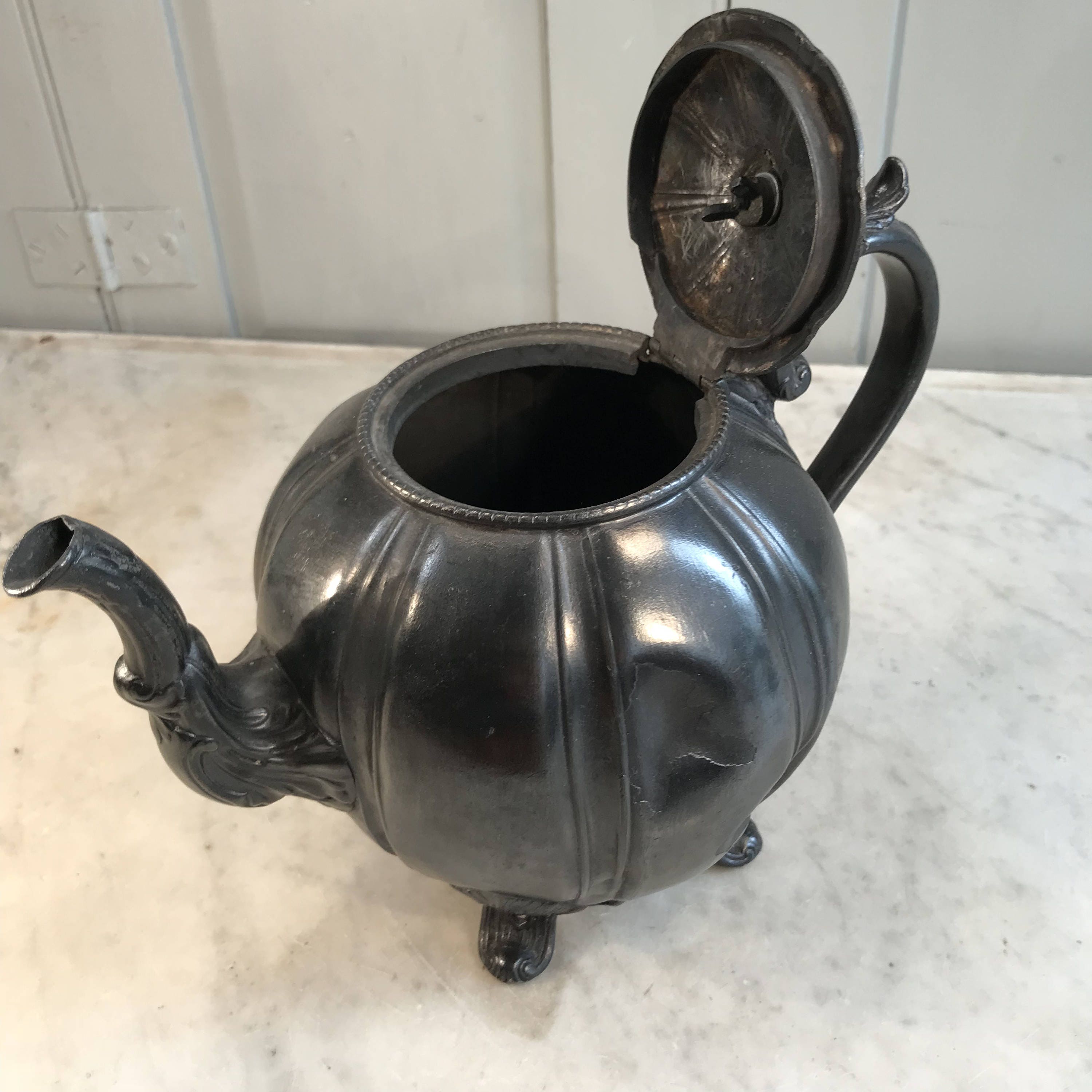 Antique decorative pewter teapot by James Dixon & Sons Etsy