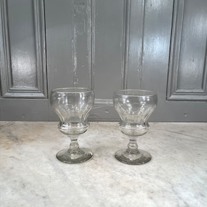 Pair of large antique Victorian cut glass drinking glasses