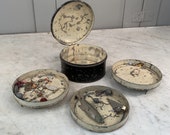 Antique Toleware fishing lure case with 3 lift out trays