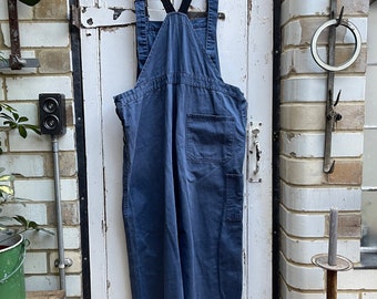Vintage German Blue Cotton Workwear Dungarees Overalls Size 56 M