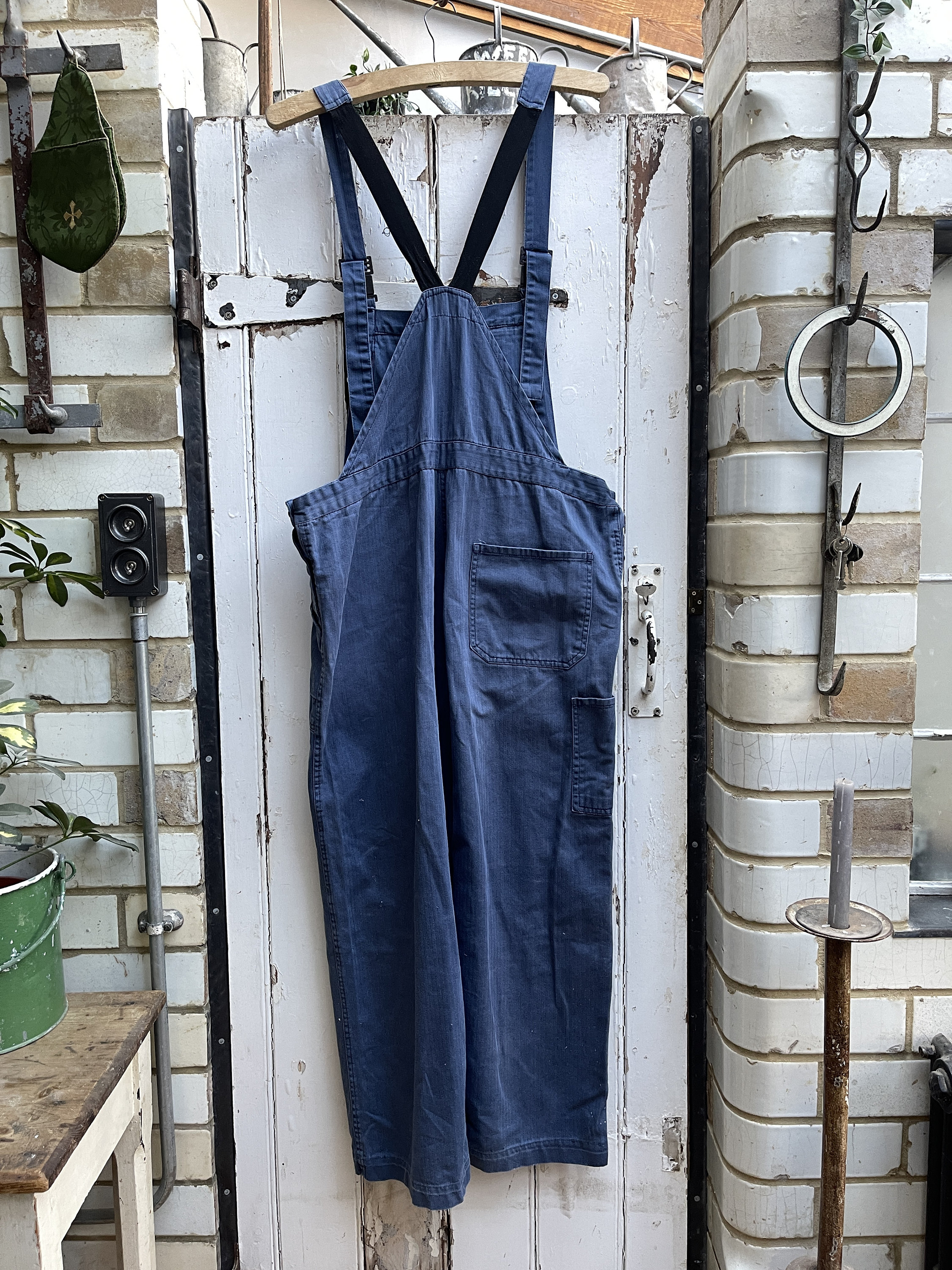 Vintage German Blue Cotton Workwear Dungarees Overalls Size 56 M