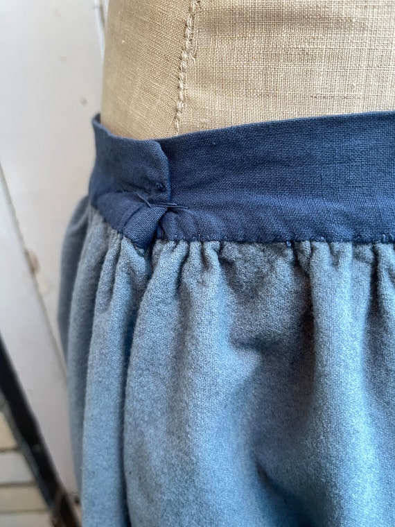 Antique vintage French handmade blue wool skirt s… - image 8