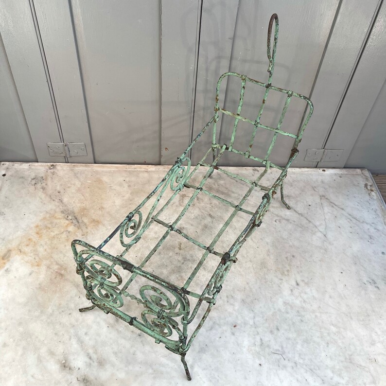 Antique French Green Wrought Iron Dolls Bed Etsy UK