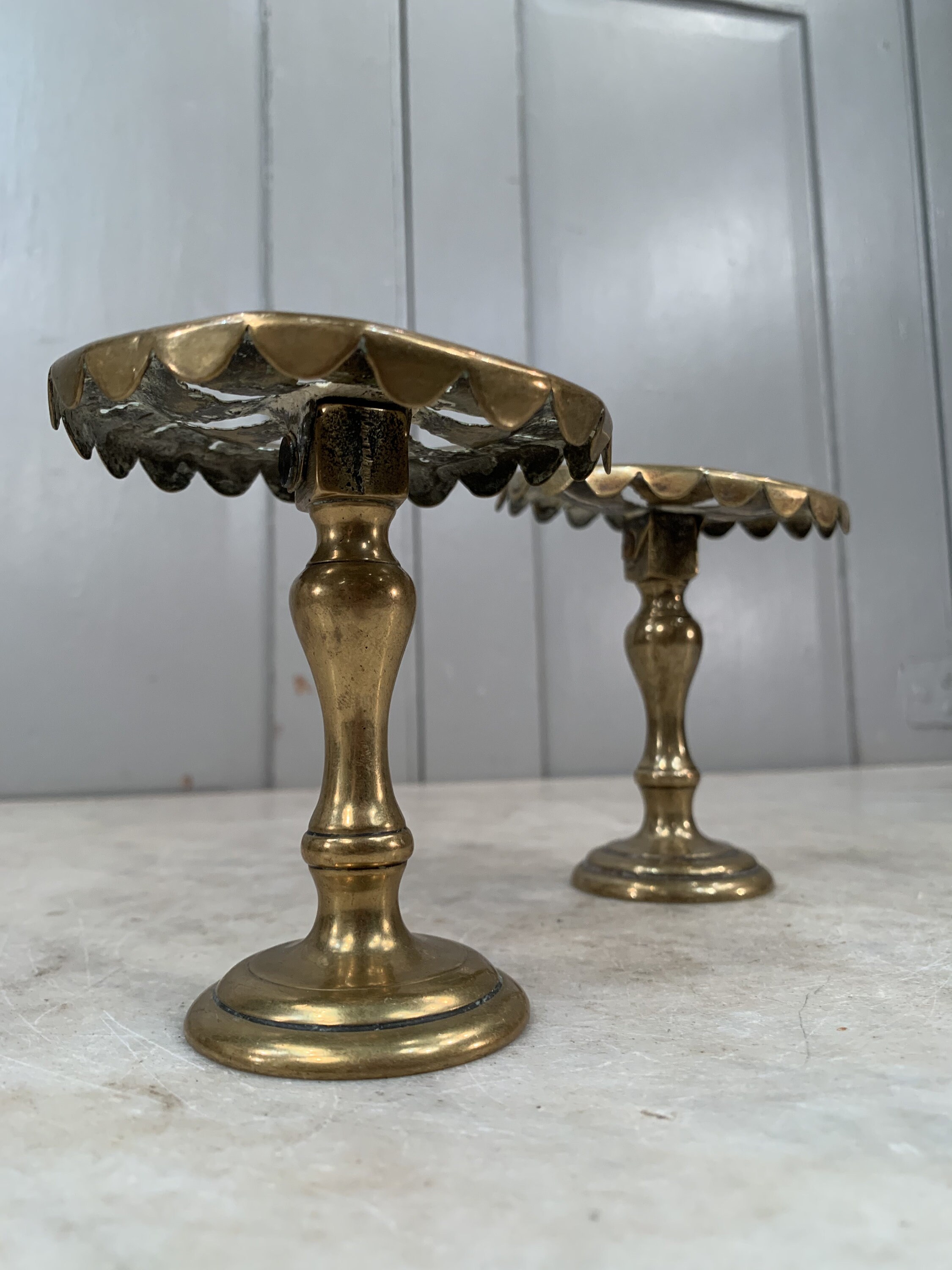 Pair antique brass candle reflectors Etsy