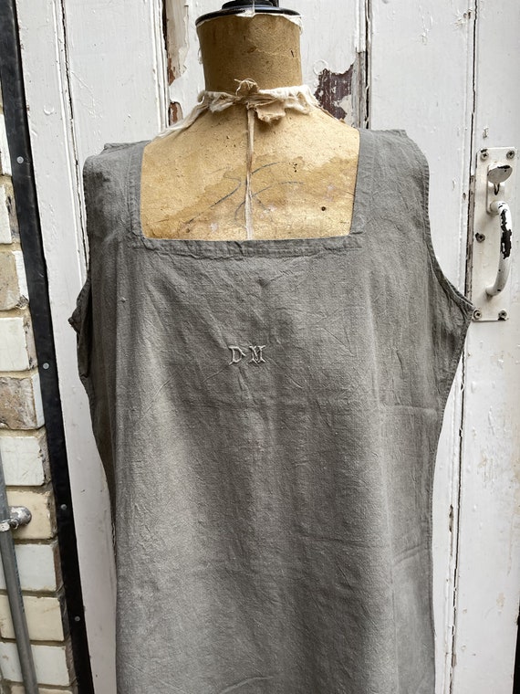 Antique French coffee brown vegetable dyed cotton… - image 2
