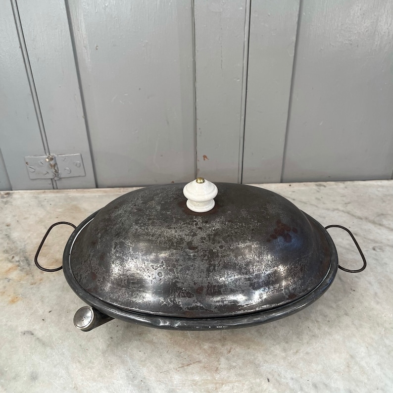 Antique Victorian Tin and Ceramic Warming Dish Etsy UK