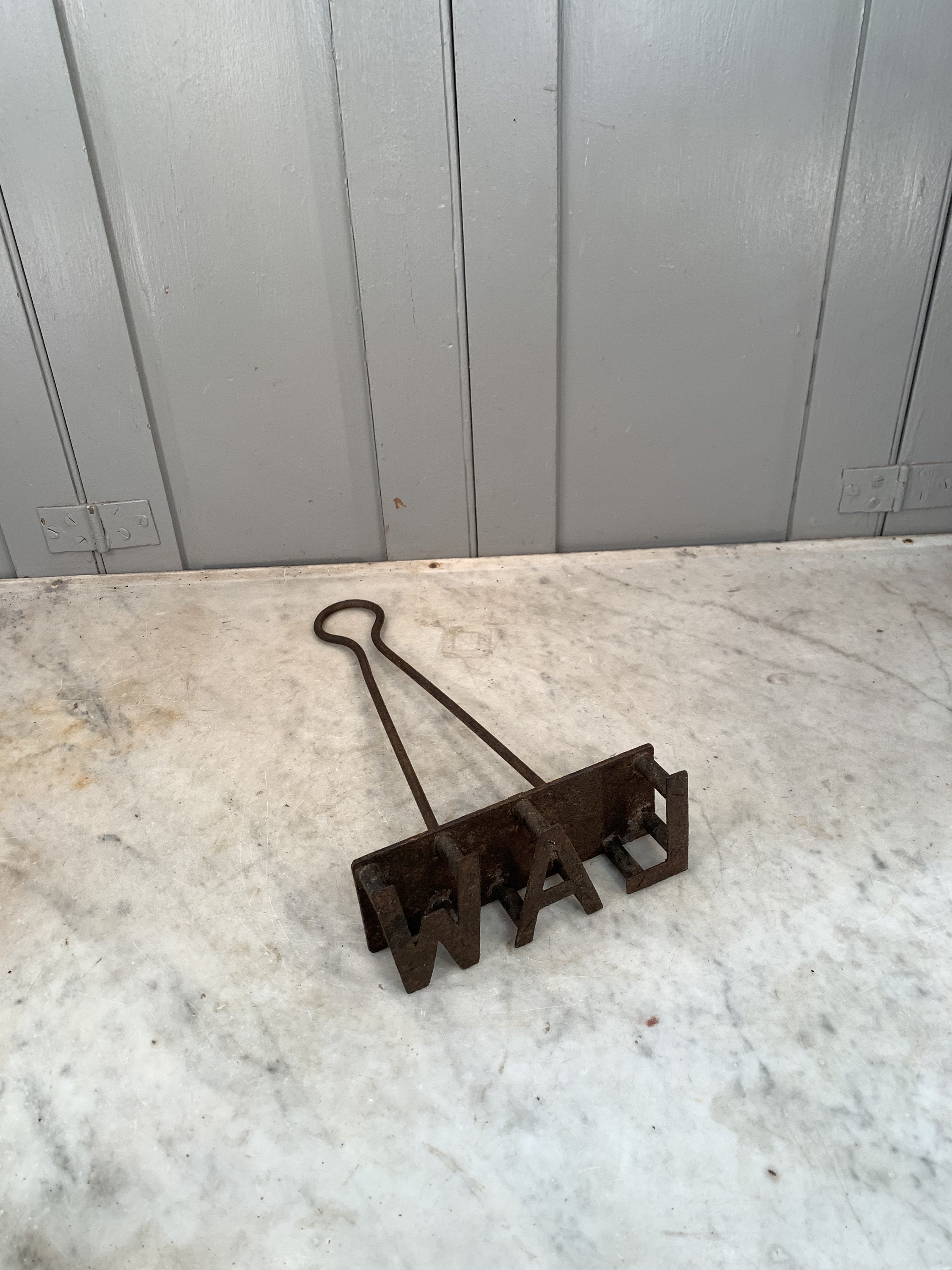 Antique sheep marking metal paint marker initials LAW