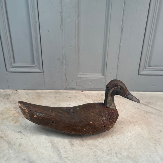 アンティークのフランスの手彫りのデコイダック - Etsy 日本
