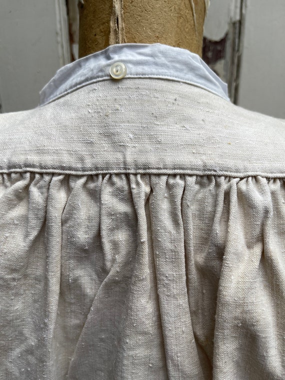 Antique French cream linen flax unbleached shirt … - image 8