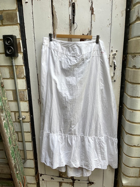 Buy Antique French Long White Cotton Gathered Skirt Underskirt 