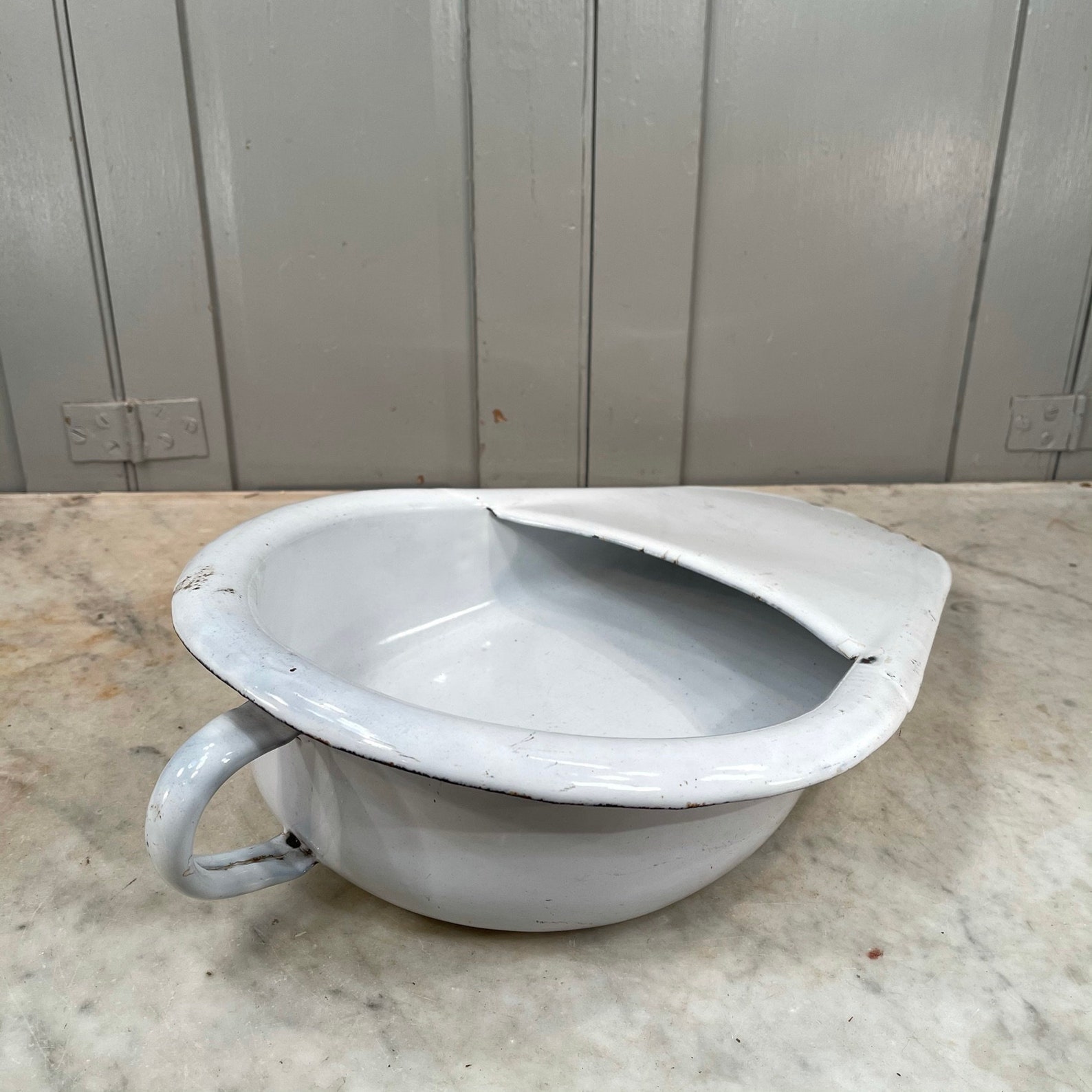 Antique Vintage French White Enamel Slipper Bedpan Etsy UK